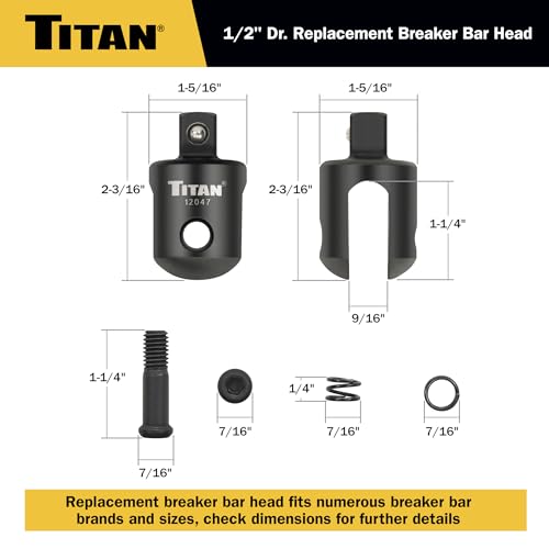 Titan 12021 1/2-Inch Drive Breaker Bar Replacement Head, Compatible with Titan 12047