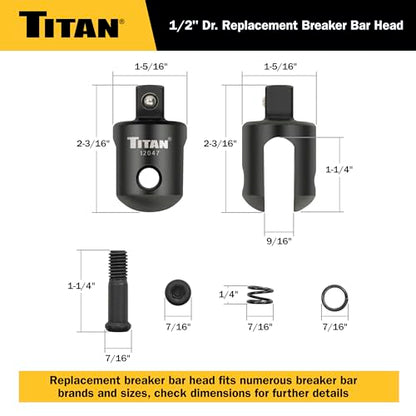 Titan 12021 1/2-Inch Drive Breaker Bar Replacement Head, Compatible with Titan 12047