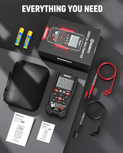 KAIWEETS KM200P Digital Multimeter, All Button Operation, TRMS Auto Ranging, 4000 Counts, NCV, Voltmeter Ohmmeter, Fast & Accurate Measure AC/DC Voltage, Resistance, Continuity, Capacitance