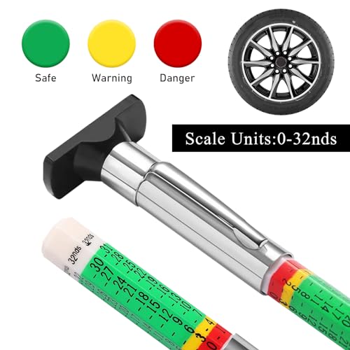 Yourkar 2 PCS Car Tire Tread Depth Gauge, Tire Depth Gauge with Six-Sided Smart Color Coded, Tire Tread Depth Measurement Tool for Most Auto Truck SUV, Universal Car Accessories - color: 2 PCS