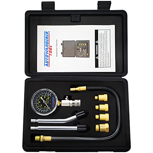 Petrol Engine Cylinder Compression Tester Kit, 8Pcs Automotive Engine Gas Pressure Gauge Set for Motorcycle Car Truck - size: Gauge Set without Spark Plug Tester