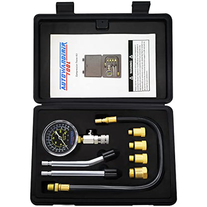 Engine Compression Tester Automotive, 8Pcs Fuel Pressure Gauge Set with Adapter for Small Engines, Cylinder Leak Down Tester for Petrol Gas Engine