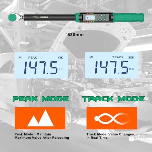 1/2 Inch Drive Digital Torque Wrench, 7.38-147.5Ft.lb/10-200N.m, Long Electronic Torque Wrench with Preset Value, Buzzer & LED Indicator, 2% Accuracy for Bike, Motorcycles, Car - size: 7.38-147.5 Ft-lb/10-200 Nm, style: 1/2-Inch