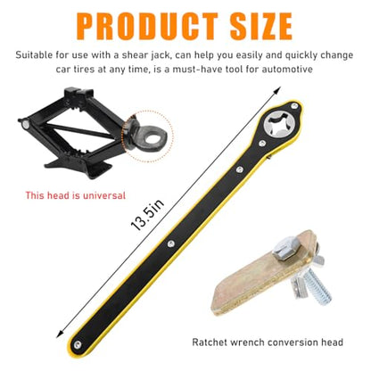povtii Car Jack Ratchet Wrench, 360 Degree Swivel Tire Wheel Jack Ratchet Wrench, Tire Wheel Jack Lift Speed Handle Tool Suitable for Vehicle SUV Truck, Universal Car Accessories