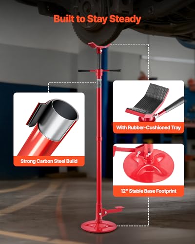 VEVOR Underhoist Support Stand, 3/4 Ton (1653 lbs) Capacity Under Hoist Jack Stand, Lifting from 51.97" to 80", Bearing Mounted Spin Handle, Foot Pedal, 12" Diameter Base, Support Vehicle Components