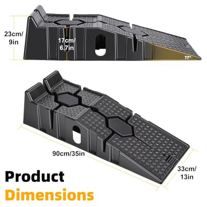 Car Ramps 2Pcs Portable High Profile Vehicle Ramp 2.5 Ton Load Heavy Duty Car Ramps for Oil Changes & Auto Repair Black
