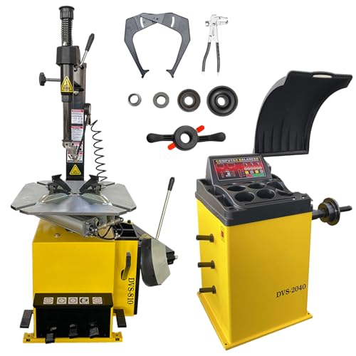 Tire Changer and Economic Wheel Balancer Combo, 1.5HP Motor with 0.25KW Pure Copper, 110V for 10-24" Rims, Cost-Effective Tire Service Set for Garage