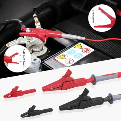 28 Pcs Multimeter Test Leads Kit with Replaceable Gold-Plated Multimeter Probes, Alligator Clips, Test Hooks,Back Probe Pins with Tool Bag