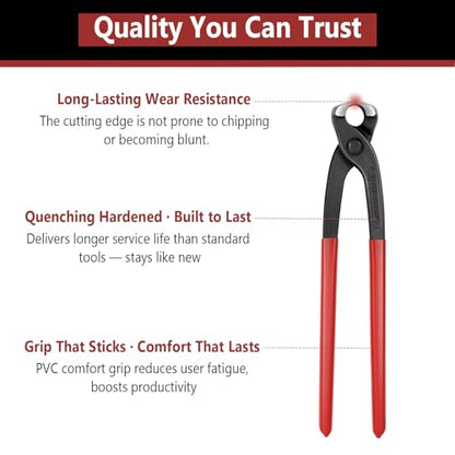 9 Inch Ear Clamp Pliers, Pinch Clamp Tool with Carbon Steel, Crimp Pliers for Automotive, Home Appliance Line, Plumbing and Industrial Use - size: 228.6 mm, style: Plier