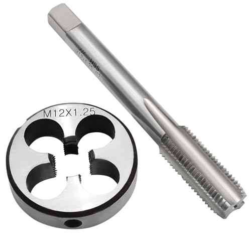 Waziaqoc M12 x 1.25mm Tap and Die Set | Metric, High-Speed Steel, Thread Tap and Die, Various Metals, Right Hand - size: M12 x 1.25mm