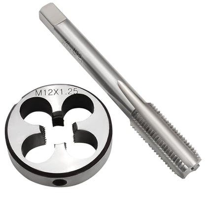 Waziaqoc M12 x 1.25mm Tap and Die Set | Metric, High-Speed Steel, Thread Tap and Die, Various Metals, Right Hand - size: M12 x 1.25mm
