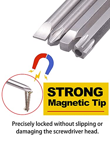 Rocaris 30 Pack 1/4 Inch Hex Shank Long Magnetic Screwdriver Bits Set | 6 Inch Power Tools(Slotted+Cross+Square +Torx)