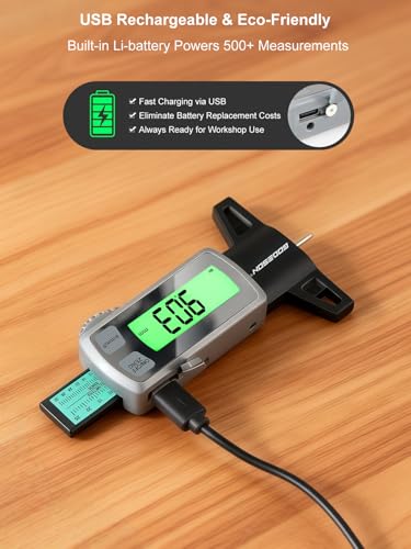 GODESON Tire Tread Depth Gauge,Rechargeable Digital Tire Depth Gauge - USB-C,3-Unit Switch (mm/Decimal/Fraction Inch), Backlit LCD Display, Auto Power Off, 0-32NDS for Car/SUV/Truck Wear Measurement
