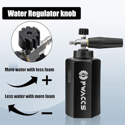 PWACCS Pressure Washer Foam Gun, Short Pressure Washer Gun, Foam Cannon for Car Wash Kit with 1/4" Quick Connector, Pressure Wash Handle for Power Washer with M22 Male Inlet, 4000 PSI, 1.5 Liter - size: 1.5 L