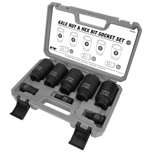 Performance Tool W89321 Axle Nut and Hex Bit Socket Set (8 Pieces) - Chrome Molybdenum Steel Construction, Extra-Deep Sockets for Secure Grip, Corrosion Protection, Fitted Storage Case - 1/2 in. Drive - style: 8 Pc. Axle Nut and Hex Bit Socket Set