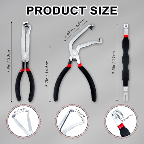3 Pcs Electrical Disconnect Pliers,Automotive Electrical Connector Removal Tool,Upgrade Electrical Connector Pliers & Automotive Clip Removal Tool,Steel Automotive Hose Clamp Plier Set Tools(Black)