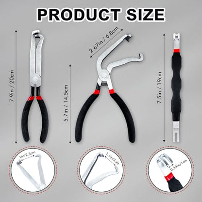 3 Pcs Electrical Disconnect Pliers,Automotive Electrical Connector Removal Tool,Upgrade Electrical Connector Pliers & Automotive Clip Removal Tool,Steel Automotive Hose Clamp Plier Set Tools(Black)