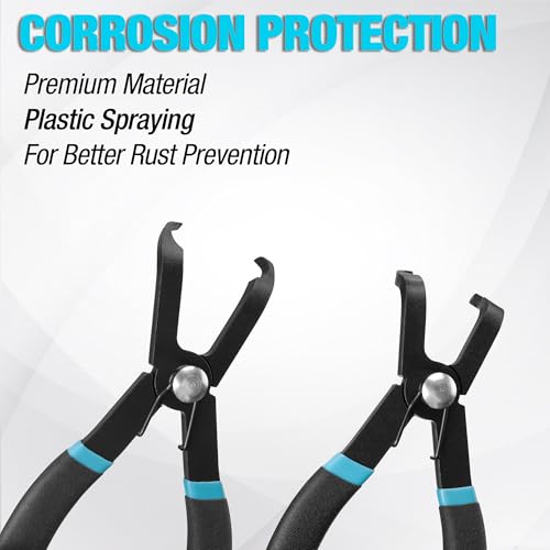 DURATECH Push Pin Pliers Set with 30 Degree and 80 Degree Offset Jaws | 2-Piece Rivet Removal Tool, Spring Loaded, Plastic Spraying, Remove Trim Plastic Fasteners, Rivets, Clips