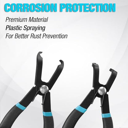 DURATECH Push Pin Pliers Set with 30 Degree and 80 Degree Offset Jaws | 2-Piece Rivet Removal Tool, Spring Loaded, Plastic Spraying, Remove Trim Plastic Fasteners, Rivets, Clips