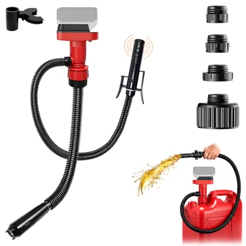 Fuel Transfer Pump for DeWalt 20V Battery, 5GPM Auto Stop Electric Diesel Kerosene Motor Oil Extractor Pump with 4 Size Gas Can Adapters, Drip Free Fuel Pump for Tractor Car Boat Generator Lawn Mower