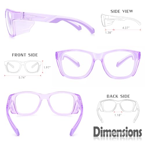 UKNOW Safety Glasses - Anti Fog Lenses - Eye Protection with Side Shields - ANSI Z87.1 Protective Eyewear - UV Protection - color: Lavender