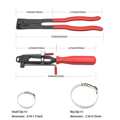 2Pcs CV Boot Clamp Crimp & Banding Tool Set with 10 Crimp Bands | Professional pliers for ear & band-style CV clamps for car and ATV axle boot replacement maintenance
