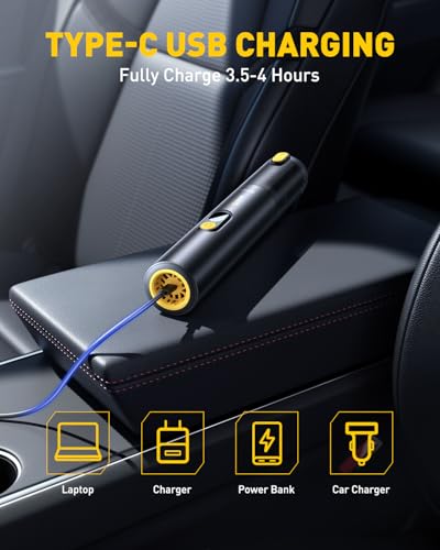AUXITO Car Vacuum Portable Cordless 14000Pa Suction, Handheld Vacuum Blow & Suction 2 in 1, Small Vacuum Cleaner Hand Held Vacuum for Car, Home, Pet, Office, Ideal Gifts for Men & Women (Black)