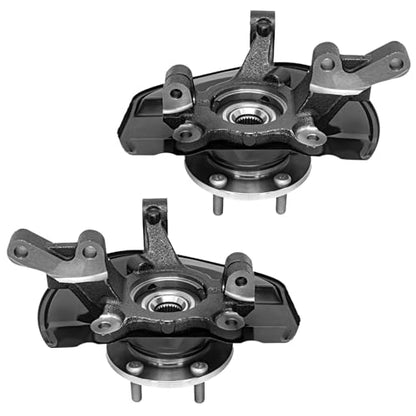 Detroit Axle - FWD Front Steering Knuckles & Wheel Hub Bearings + Struts w/Coil Spring Replacement for Jeep Patriot Compass - 4pc Set - size: 4QU48605/ Big strut kit
