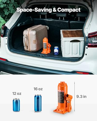 VEVOR Hydraulic Bottle Jack, 10 Ton (22046 lbs) Capacity, 9.3-18.5 Inch Lifting Range, Heavy Duty Welded Bottle Jack for Car, SUV, Pickup, Auto Repair, House Lift and Agricultural Equipment, Orange - size: 10T