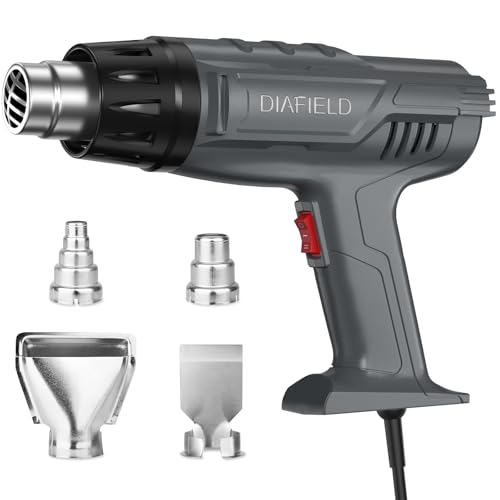 DIAFIELD 1850W Heat Gun, Dual Temperature Settings 572.0 °F&1202 °F(300 °C~650 °C), Fast Heat Hot Air Gun, Durable& Overload Protection, with 4 Nozzles for Shrink Wrap, Vinyl, Crafts, Epoxy Resin - size: Normal Size