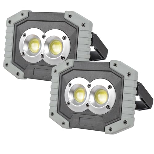 OTYTY LED Work Light 2-Pack, 30W 1500LM Portable Rechargeable Flood Lights with Magnetic Base, 4200mAh Battery for Outdoor, Camping, Hiking, Emergency, Car Repairing, Job Site Lighting (W839 Grey) - color: W839-G