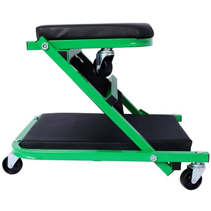 36 Inch Z Creeper Seat 2 in 1 Mechanic Stool 300LB Capacity Low Profile Garage Creeper with 6 Wheels Heavy Duty Steel Frame for Car Repair (Green) - color: Green