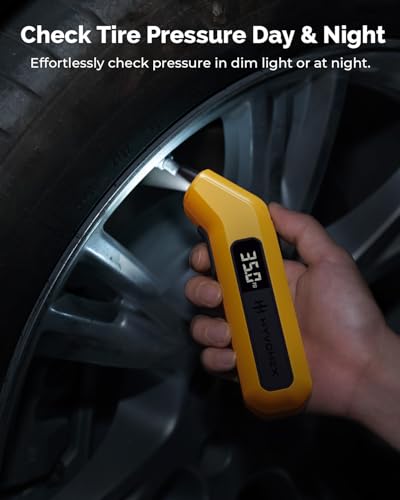 Tire Pressure Gauge Digital 200 PSI, HYVOHEX Tire Gauges for Tire Pressure with AAA Batteries, Visual LED Display Tire Gauge with Backlight, Digital Tire Gauge for Car Truck Motorcycle Bicycle (Grey) - color: Grey
