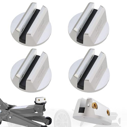 4Pcs Universal Aluminum Grooved Magnetic Jack Pad, Jacking Puck Pinch Weld Frame Rail Adapter, for Car SUV Truck Pickup Sedan MPV Wagon, Change Tire Repair Tires Oil Change Must Have-Silver - color: Silver-4Pcs