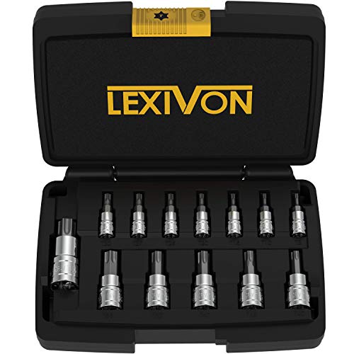 LEXIVON Torx Bit Socket Set, Premium S2 Alloy Steel | 13-Piece Star T8 - T60 Set | Enhanced Storage Case (LX-143) - style: Torx Bit Socket Set