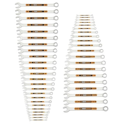GEARWRENCH 44 Piece 12 Point SAE/Metric Hi-Viz Long Pattern Combination Wrench Set | 81919H - style: 44 pc