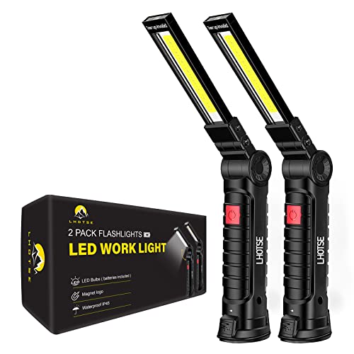 LHOTSE Tool Gifts for Men Dad Him, Rechargeable Work Lights, LED Work Light with Magnetic Base & Hanging Hook, 360°Rotate Rechargeable Flashlights for Mechanics Car Repair Home, Camping (2 Pack) - color: New Work Light 2P