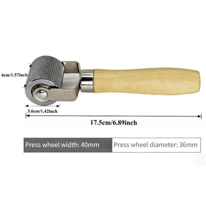 Tire Patch Roller Compaction Tool Automobile Tyre Repair Tube Stitch Puncture Rolling Wheel with Wooden Handle 7.28 Inch- 4cm - color: 4cm