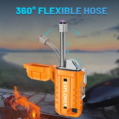 Lafagiet USB C Rechargeable Lighter, 360° Flexible Neck, Wind & Water Proof, Electric Arc Lighters for Candle, Camping - color: F37-or