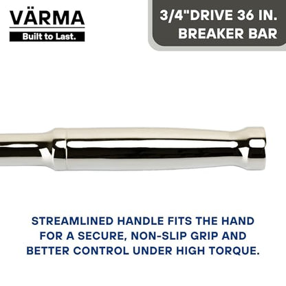 3/4” Drive 36-inch Breaker Bar with 180° Flex Head | High Alloy Steel Heavy-Duty Long Handle Torque Bar for Truck, Industrial, and Construction Applications - size: 3/4" Drive x 36"