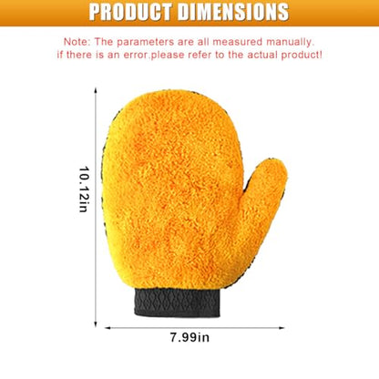 2PCS Car Wash Mitt, Coral Fleece Microfiber Dusting Mitt with Thumb, No Scratch No Lint Cleaning Glove with Elastic Wrist Cuff, Reusable Car Washing and Detailing Supplies (Thumb)