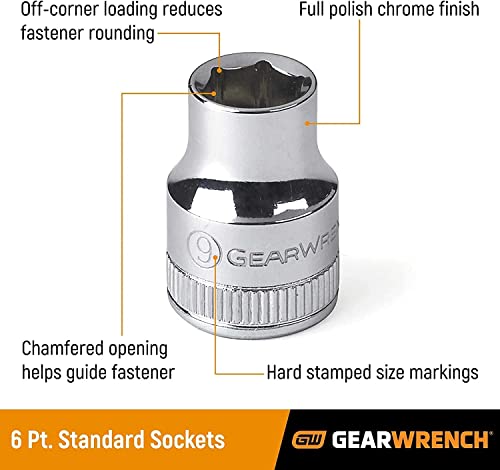 GEARWRENCH 47 Pc. 1/4" Drive 6 Pt. Socket Set, Standard & Deep, SAE/Metric - 80314D - size: 1/4", style: 47-piece kit