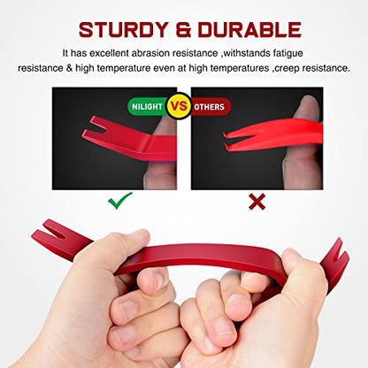 Nilight 5PCS Auto Trim Removal Tool Set for Car Audio Dash Panel Window Molding Fastener Remover Tool Kit - color: Red, size: 5Pcs