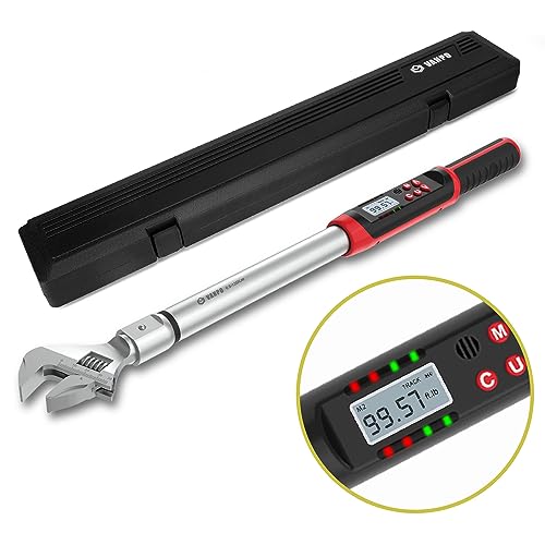 VANPO Digital HVAC Torque Wrench 5-99.6 ft.lb, 38mm Adjustable Jaw | 6.8-135 N.m, ±2% Accuracy, LED Buzzer Alert, 14x18mm Open End, Adjustable Digital Torque Wrench for Mini Split AC, Pipeline - size: 5-99.6ft.lb/6.8-135N.m (14×18mm)