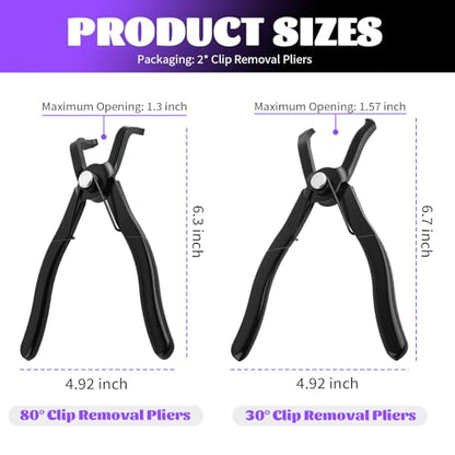 IHOTDER 2PCS Car Push Pin Pliers Set,30° & 80° Angled Jaws Clip Removal Pliers with Non-Slip Grip,Professional Push Pin Removal Tool for Car Trim/Plastic Fasteners/Bumper Clips