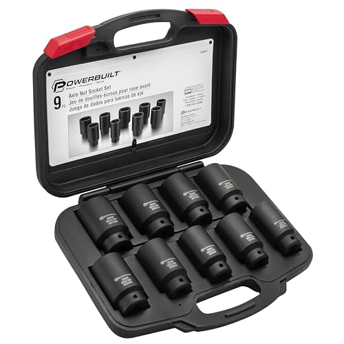 Powerbuilt 9 Piece Deluxe Axle Nut Socket Set, Tools for Removing Front Wheel Axle Nuts, Foreign Vehicles - 648991 - style: 9 Piece