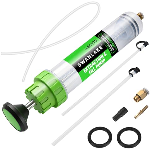 SWANLAKE 200cc Fluid Extractor & Fill Pump, Automotive Fluid Pump Extractor, Oil Change Pumps with 23'' Long Hose, 2PCS 12'' Extension Tubes, Suction Pumps for Lawn Mowers Cars - size: 200ML with Hose