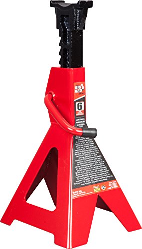 BIG RED T46202 Torin Steel Jack Stands: 6 Ton (12,000 lb) Capacity, Red, 1 Pair - size: 6 Ton, style: Basic Style