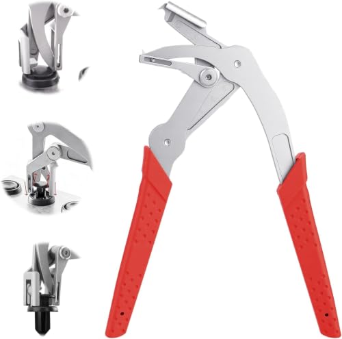 Car Clip Pliers, Professional Auto Trim Removal Tool Ergonomic Panel Clip Pliers for Automotive Plastic Fasteners, Push Pin & Door Clip Removal, Rust-Resistant Alloy Steel for Damage-Free Disassembly - color: Red