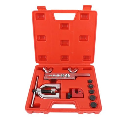 Brake Line Flaring Tool Kit, Double and Single Flaring Tool Kit 1/4 Copper Coated Brake Line with 5 Adapters for Water Refrigeration HVAC Applications